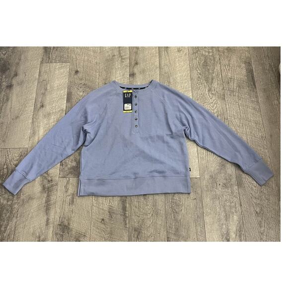 GAP‎ Women's English Manor Blue Henley Sweatshirt M - Picture 2 of 8